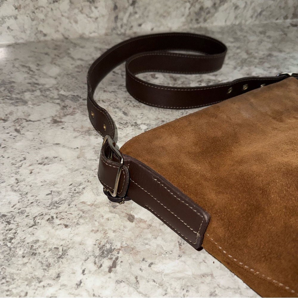 COACH Legacy Suede Chocolate Brown Slim Bucket Shoulder Bag Vintage Y2K 4115 - Picture 4 of 12